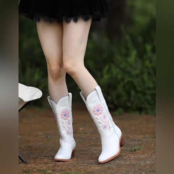 SOLD LGQ Women’s Mid Calf Flower Cowgirl Western Pointed Toe Boot 9.5 SOLD - Picture 1 of 13